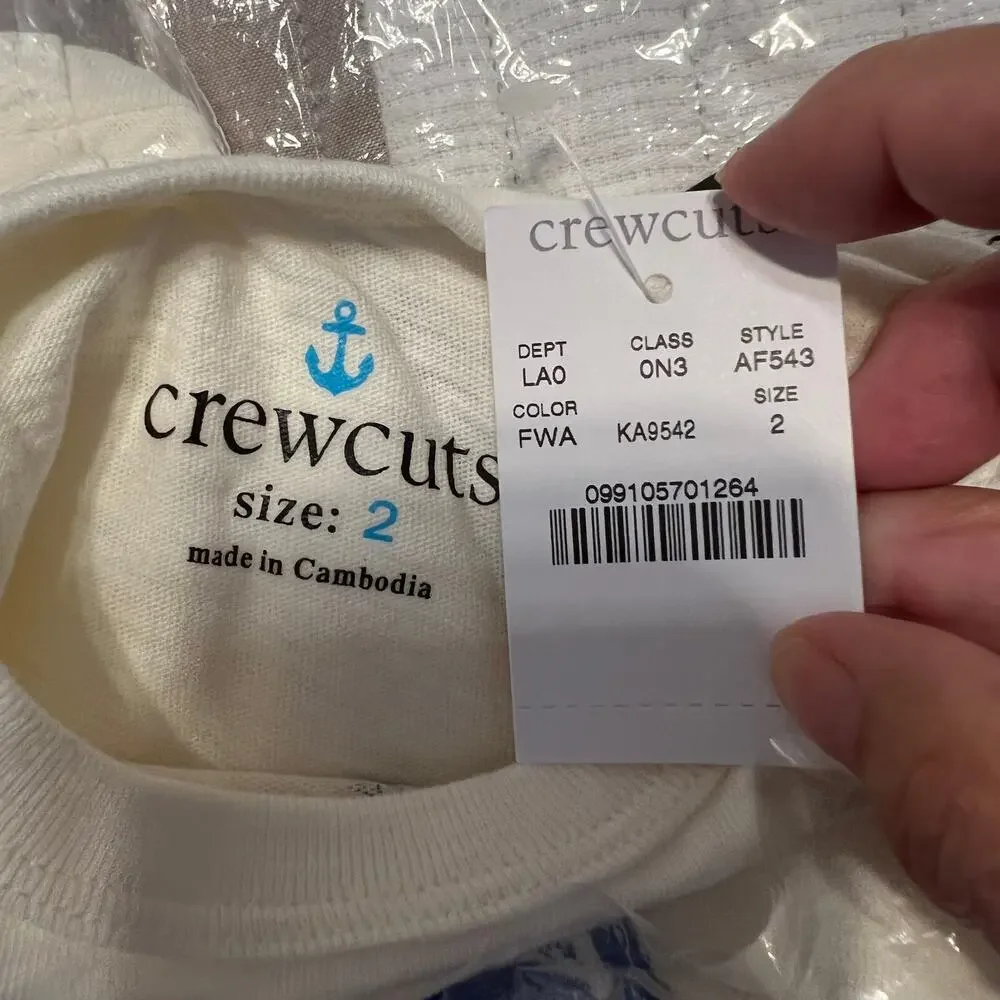 **NWT J. Crew Boys' Ivory W/Fishing Pizza Walrus Graphic Long Sleeve Tee -2